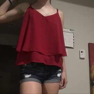 Red flowy top